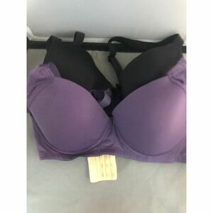 2 TWO Bra's & Extender Purple Black Size 36D‎ 36 D
